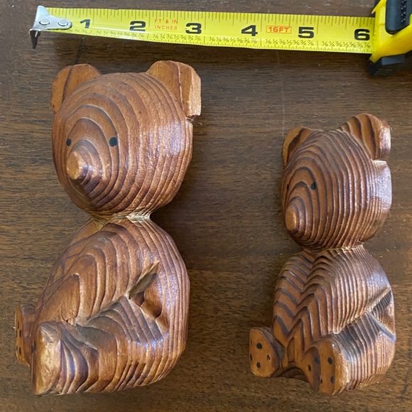 Vintage Brown Wooden Bear Figurines - Picture 2 of 5
